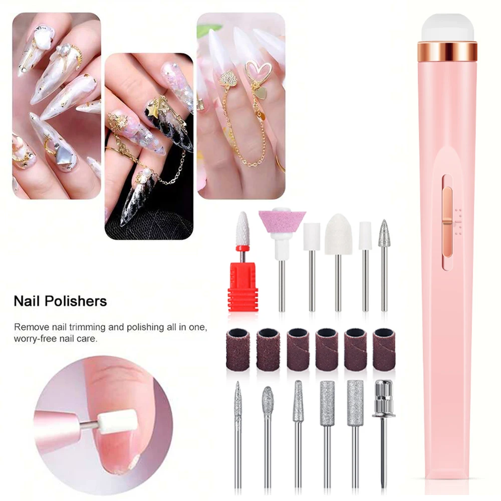 Electric Nail Polish Drill Set Machine With Light Portable With Battery Mini Electric Manicure Art Pen Tools For Gel Remover 2