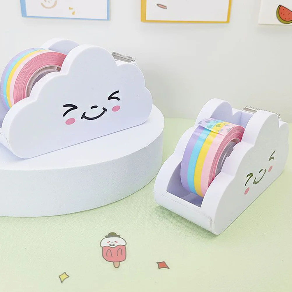 Tape Dispenser Washi Rainbow Paper Roll Holder Desk Cute Desktop Office Cloud Cutting Masking Adhesive Cartoon Supplies Machine