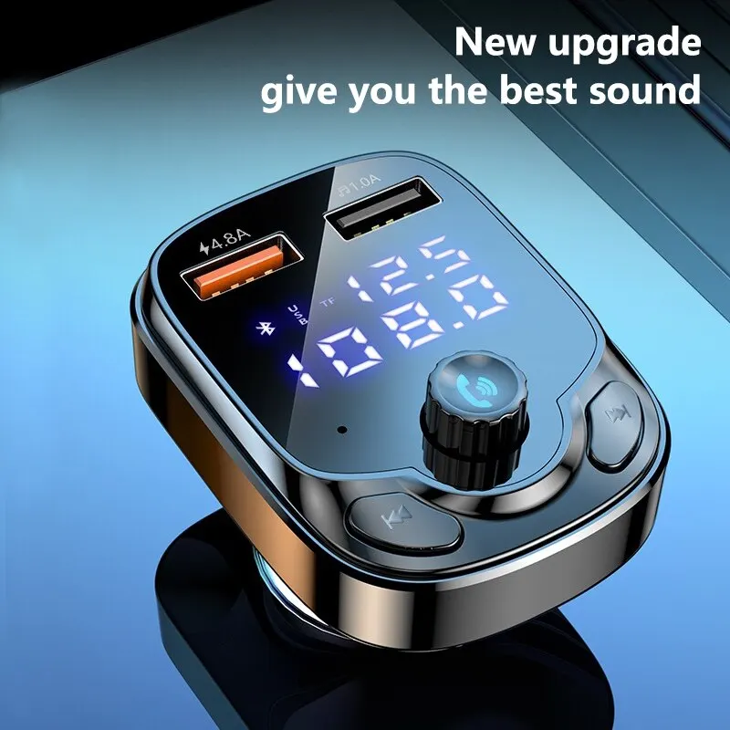 Bluetooth 5.0 Wireless FM Transmitter 4.8A Dual USB Car Radio Modulator MP3 Player Handsfree Quick Charge Adapter for Car