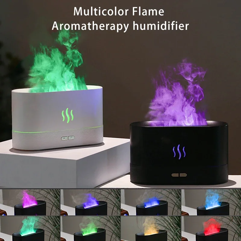 

Humidifier Simulated Flame Mult-colour Desktop Aromatherapy Machine USB Rechargeable Portable Aromatherapy Diffuser Humidifier