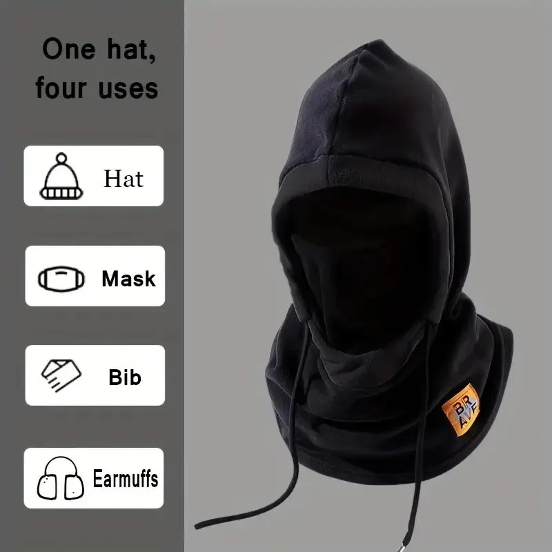 Unisex Balaclava Knit Hood - Windproof Mask with Drawstring Motorcycle...