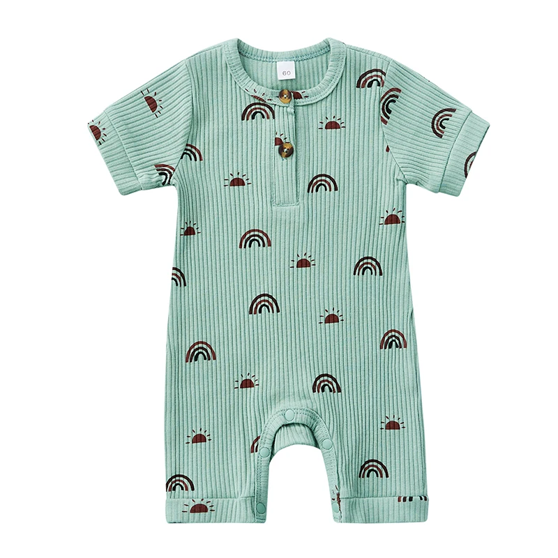 Newborn Sailor Romper Girls Boy Costume Anchor Toddler Infant Baby Summer Rompers Newborn Kids Boys Girls Ribbed Knitted Rainbow Print Short Sleeve Jumpuists Overalls Clothes customised baby bodysuits Baby Rompers