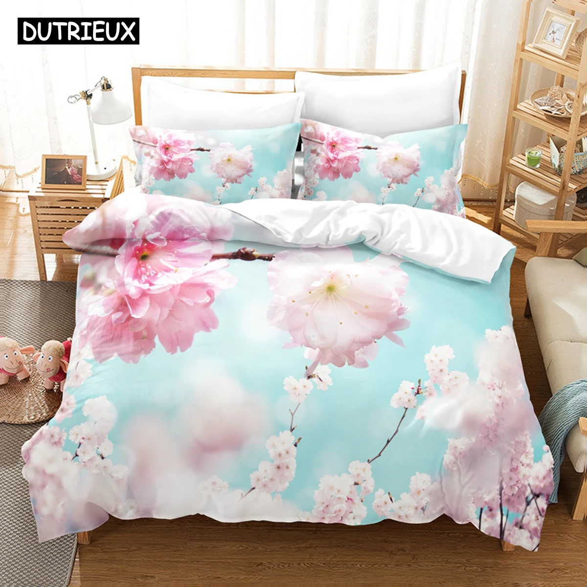 

3D Printed Spring Flower Bedding Set Down Quilt Cover With Pillowcase Double SIngle King 3D Printed Anime My Dress-U