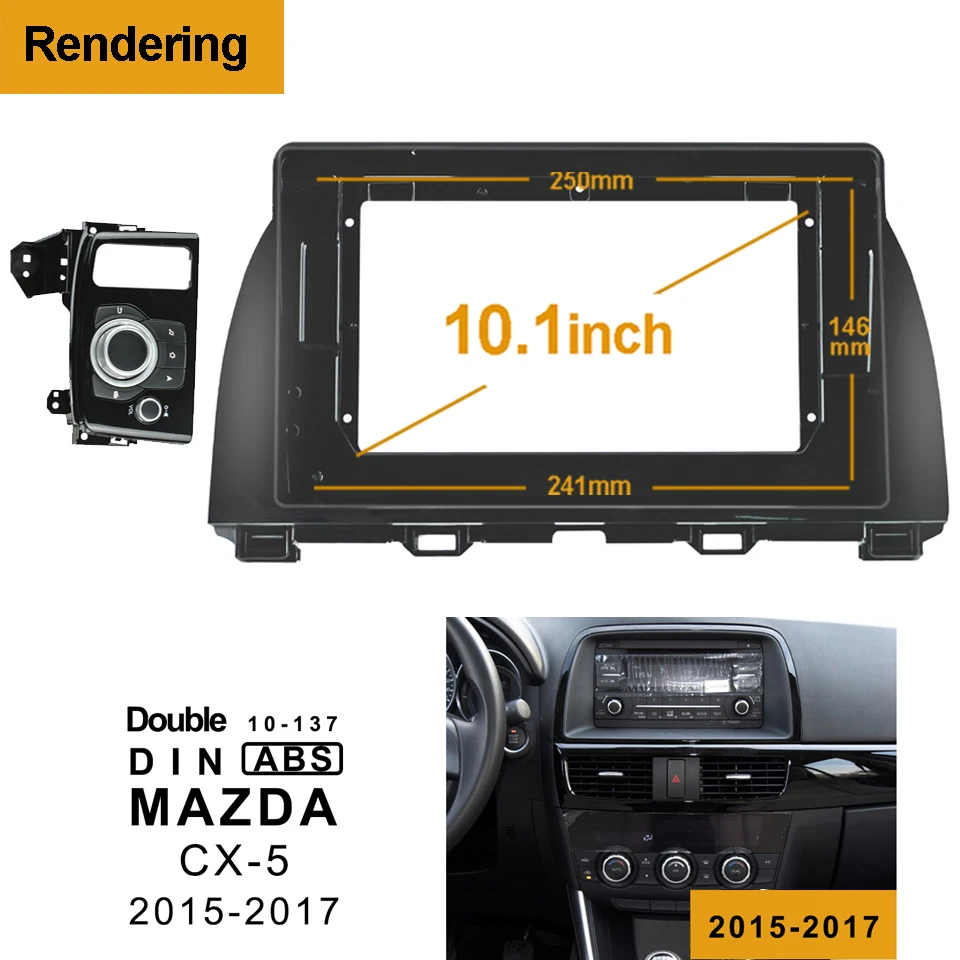 

2-1Din Car DVD Frame Audio Fitting Adaptor Dash Trim Kits Facia Panel 9 inch For Mazda CX-5 2015-2017 Double Din Radio Player