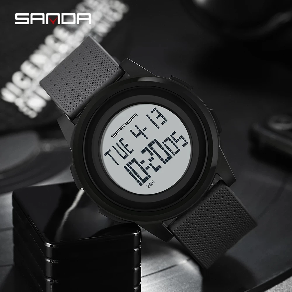 SANDA Brand 9mm Super Slim Men's Watch Luxury Electronic LED Digital Watches for Man Clock Male Wristwatch Relogio Masculino 337