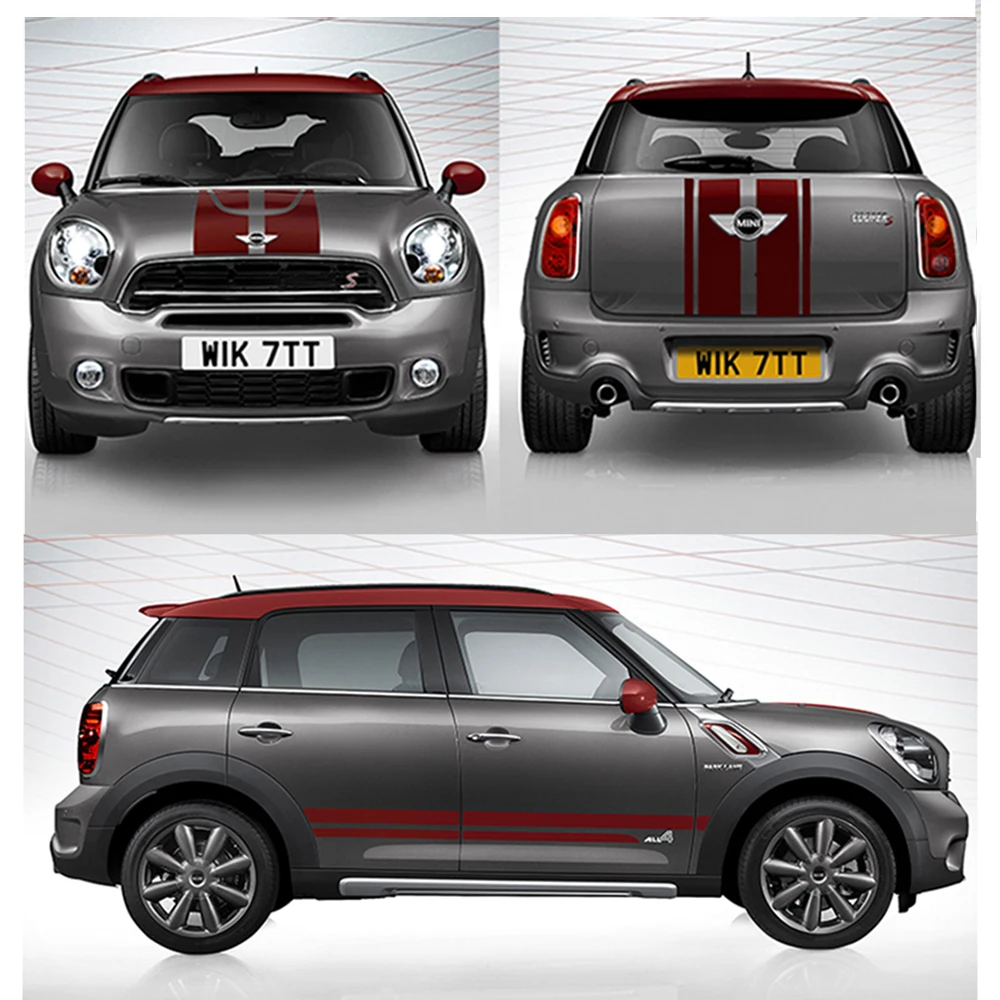 자동차 후드 엔진 트렁크 바디 사이드 스커트 줄무늬 데칼 스티커 미니 쿠퍼 S JCW R60 Countryman 장식 자동차 액세서리