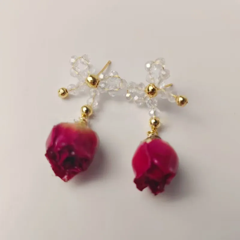 Red Rose Epoxy Resin Earrings Image 8