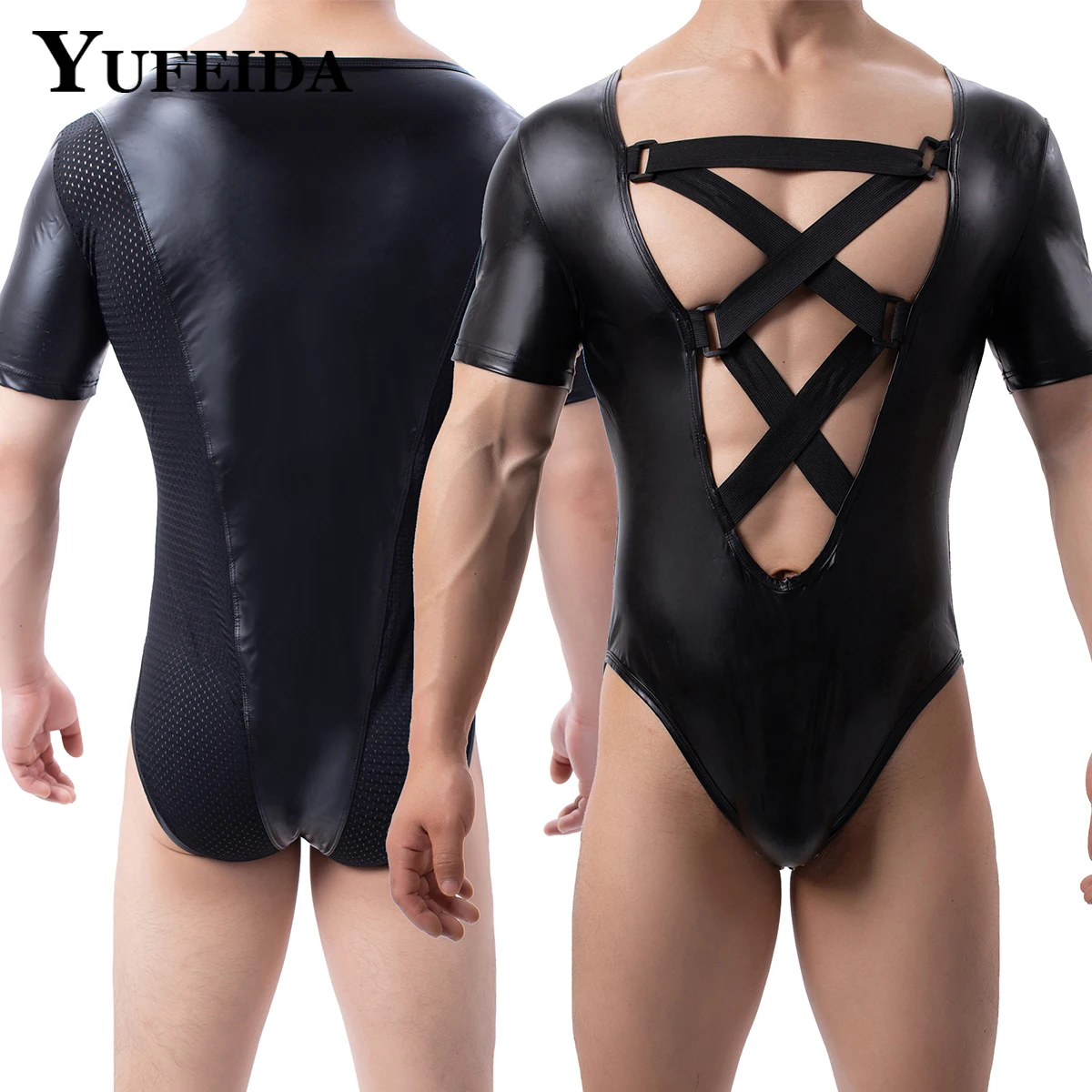 

YUFEIDA Erotic Lingerie Romper Sexy Mens Bodysuit Jockstrap Bodywear Male Underwear Wrestling Singlet Leotard Jumpsuit Suspender
