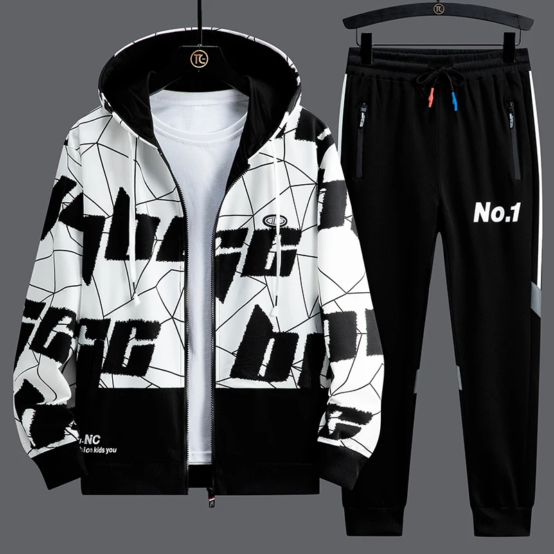 【新品未使用タグ付】M.U SPORTS 総柄 ジップ ジャケット 52 白 2023 designer new sport suits mens hoodie pants 2 piece