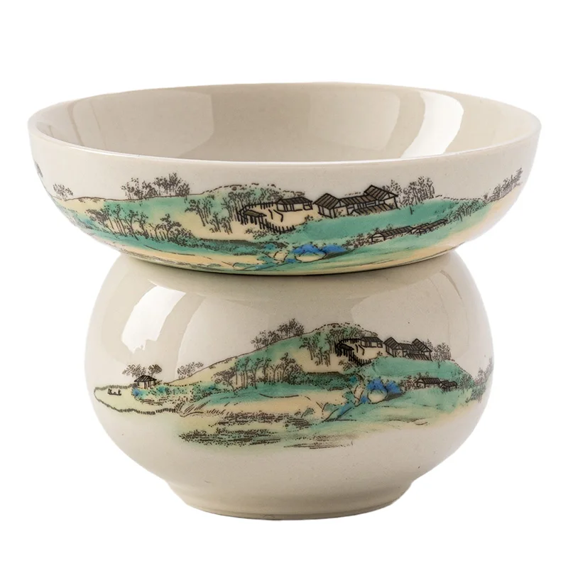Antique Glaze Tea Strainer Tea Funnel Qianli Jiangshan All Porcelain Filter Household Kung Fu Set