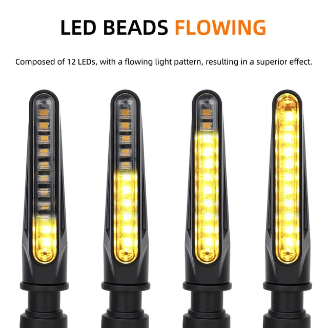 2PCS Motorcycle LED Turn Signal Light Universal DRL Amber Flowing Blinker Indicator Motorcycle Flashing Light Tail Lamp