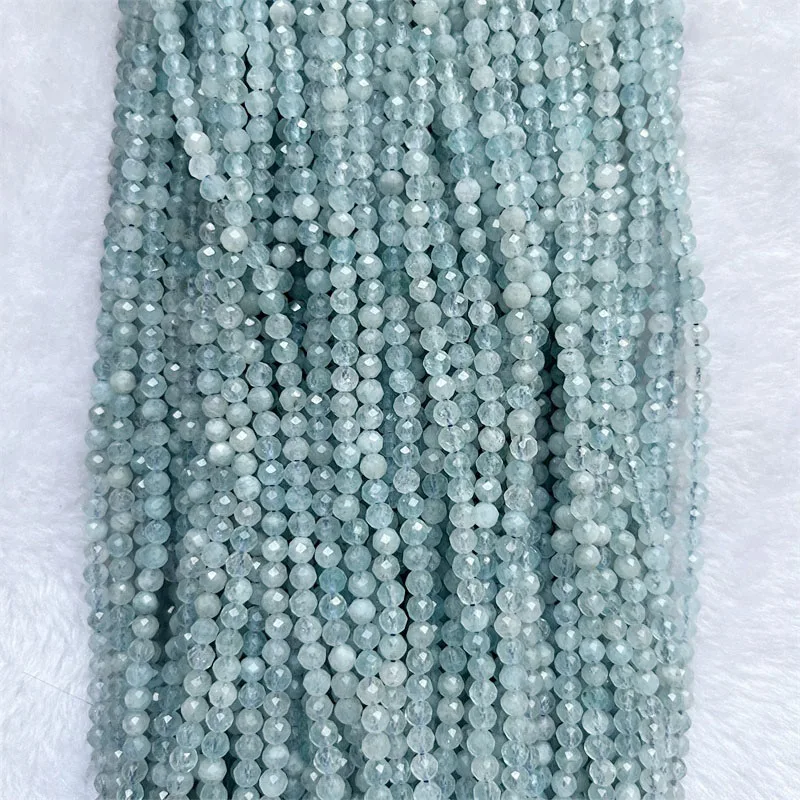 Collier Féminin 2 Perles Aigue-Marine Du Brésil - Chaîne Acier Inoxydable - Neuf