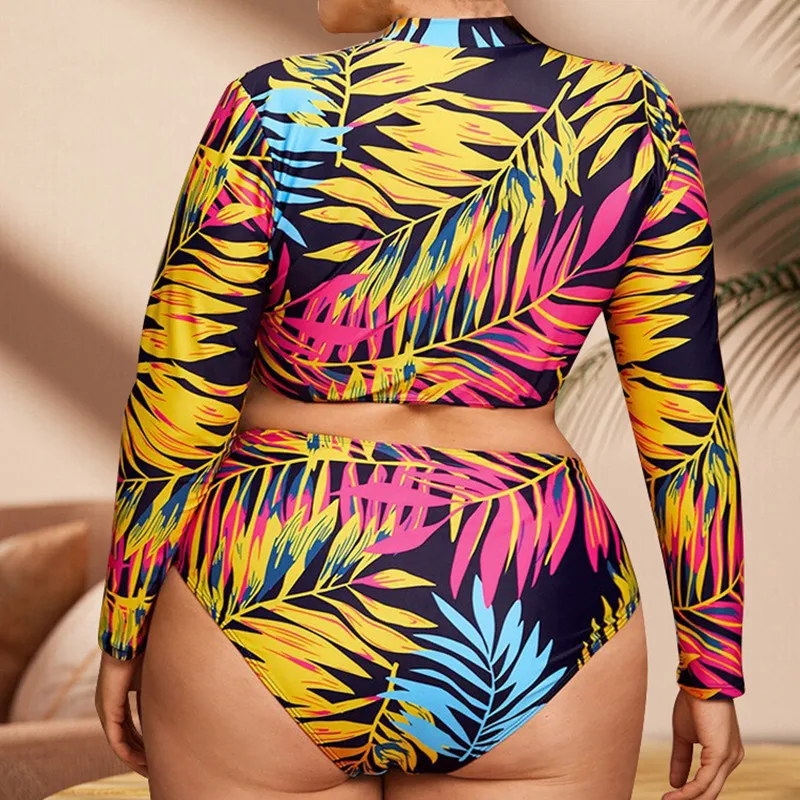 Sexy Long Sleeve Bikini Set Plus Size Swimwear Women Two-Piece Swimsuit Bath Suits Beachwear Swimming Suit Biquini Monokini