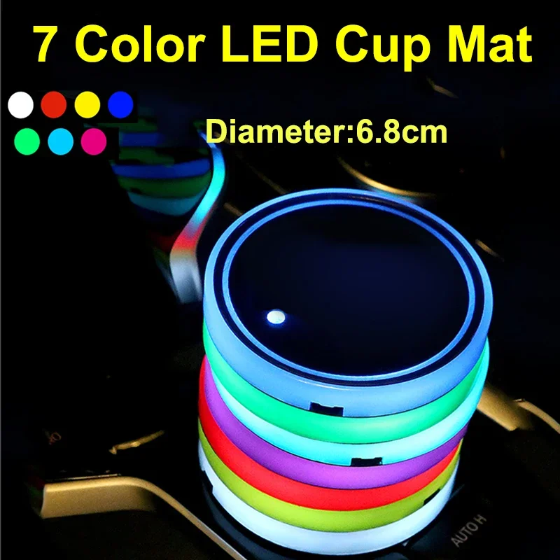 7 Colori Intelligent Led Cup Mat Pad Car Water Coaster Porta Bevande Per Dacia Sandero Logo Usb Ricarica Decor Light Interior