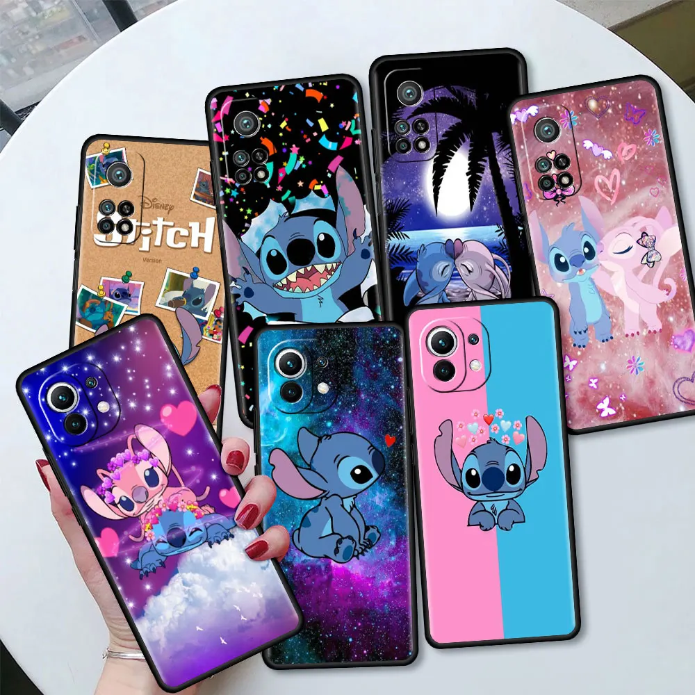 

Funda For Xiaomi Mi 11 Lite 5G NE 11T Pro 12S Ultra 12 Soft Phone Case Note 10 10T 9T Black Silicone Cover Cute Funny Stitch Sac
