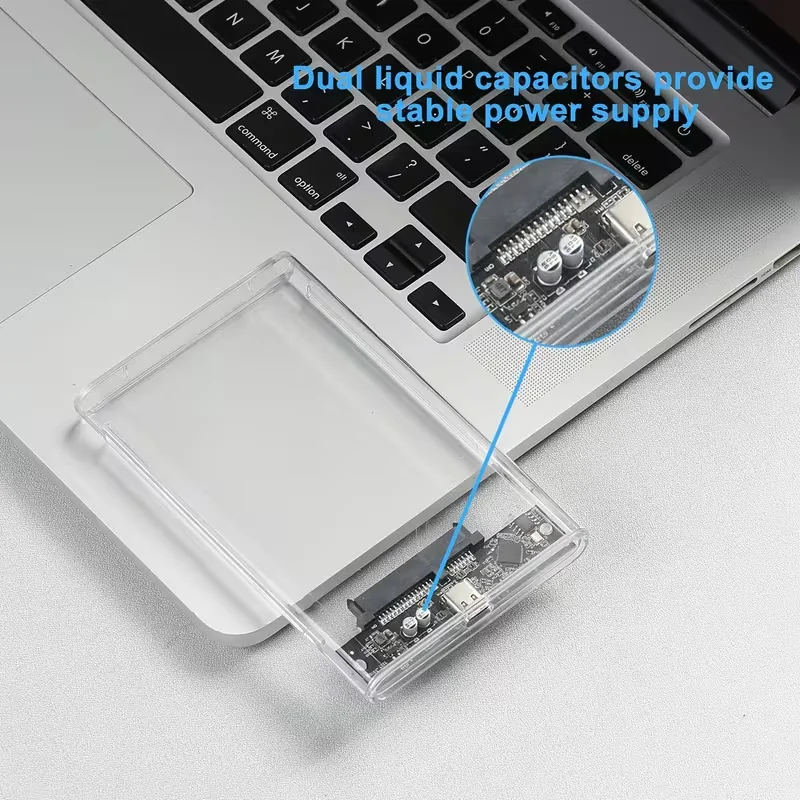 투명 HDD 케이스 HDD 인클로저 5Gbps 2.5인치 SSD SATA-USB 3.0 Type-C 어댑터 휴대용 외장 하드 드라이브 박스 도구가 필요 없음