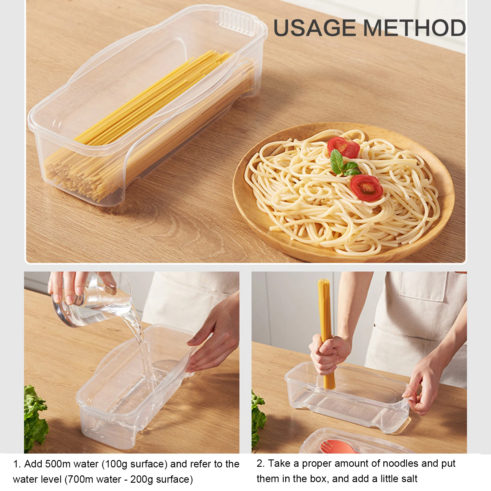 Microwave Food Boxes with Lids 44oz Microwavable Spaghetti Cooking Box Drainer & Flatware for Spaghetti Vegetables microwave food boxes