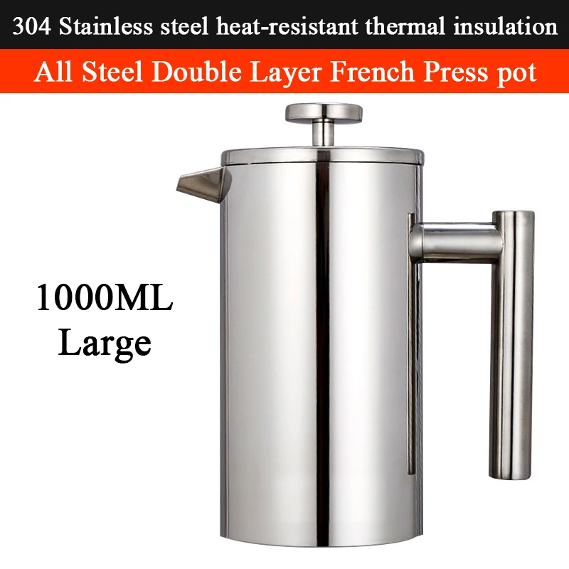 French Press Coffee Maker, Double Wall Heat Resistance 304