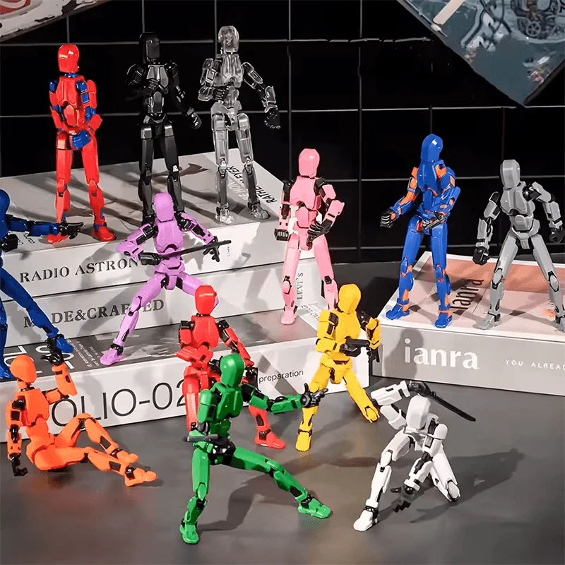 3D Printed DIY Luminous Multi-Jointed Movable Shapeshift Robot Mannequin Lucky robot and dog Action Figures Toys kids Gifts