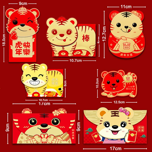 6pcs Chinese New Year Red Envelope Red Packet for Lucky Money 2022 Year Of  The Tigers Traditional Zodiac Hongbao - AliExpress