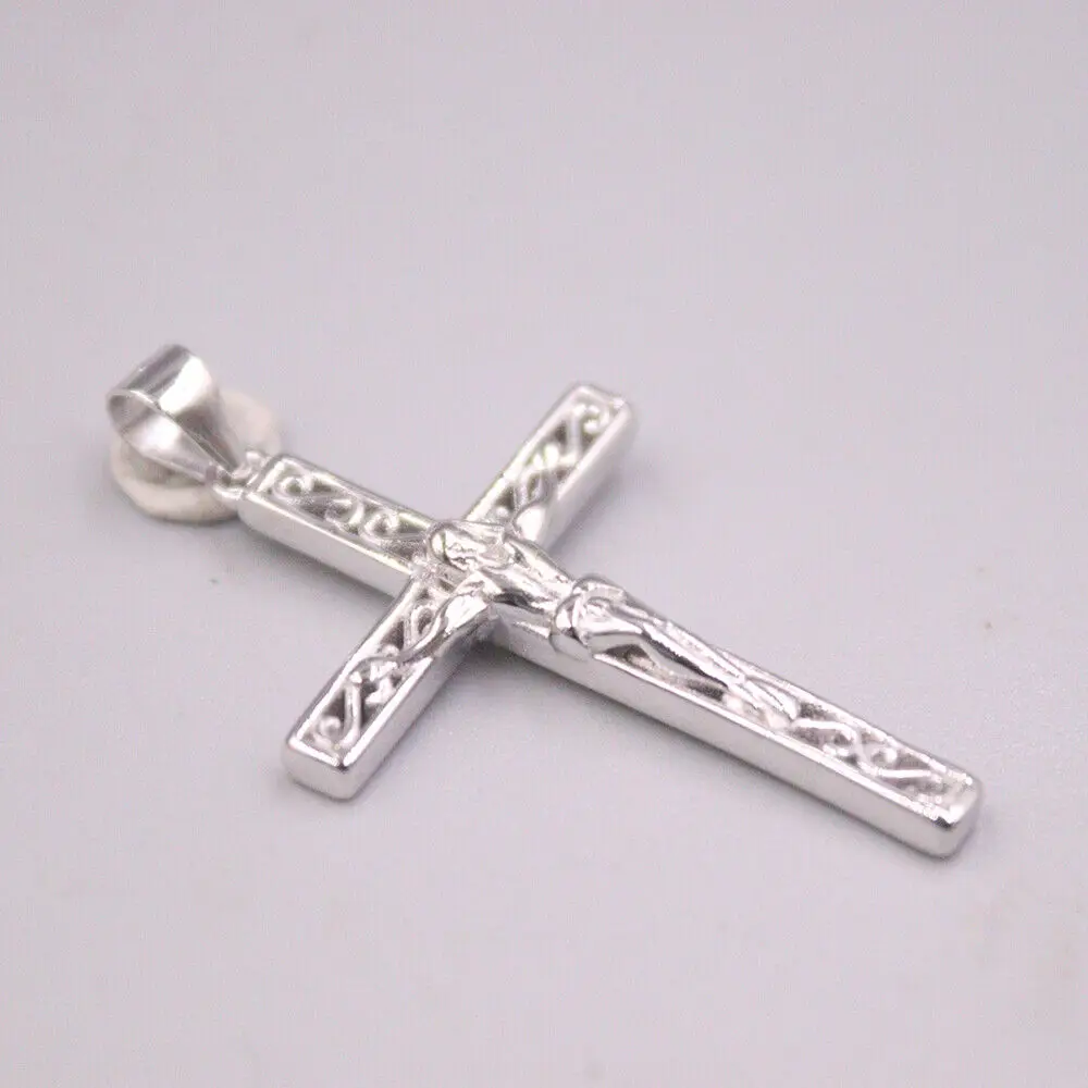 

Real 925 Sterling Silver Crucifix Cross Blessing Pendant 37mm H New Arrival