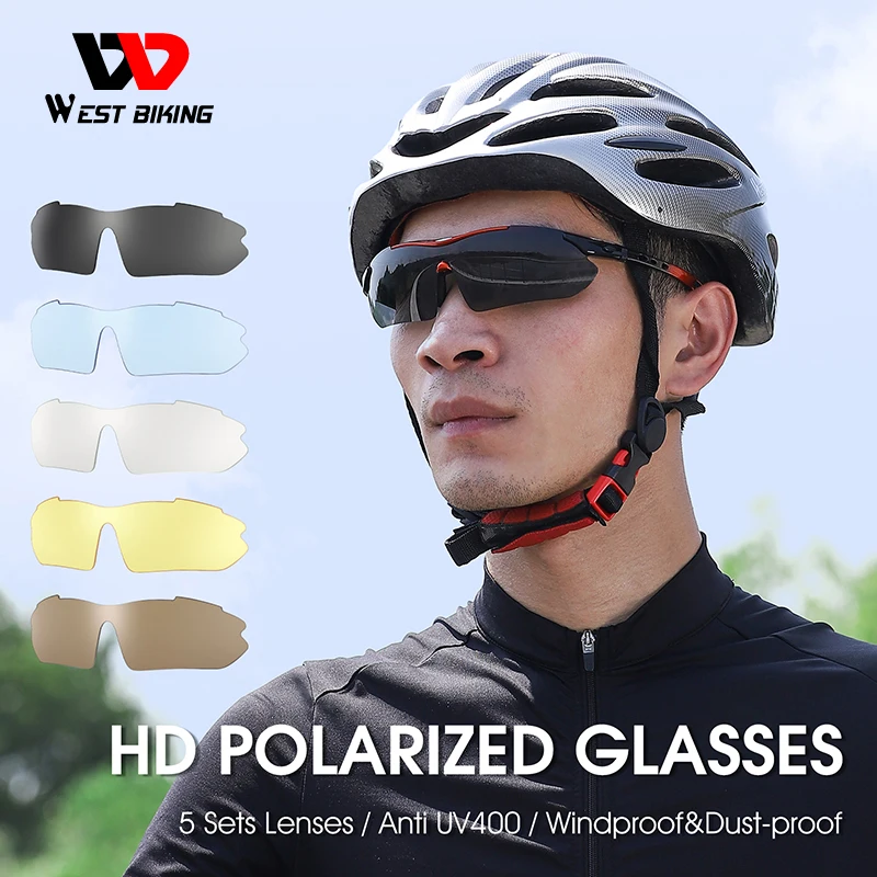 West Biking Cycling Sunglasses  Cycling Sunglasses 5 Lens Mtb - Cycling  Polarized - Aliexpress