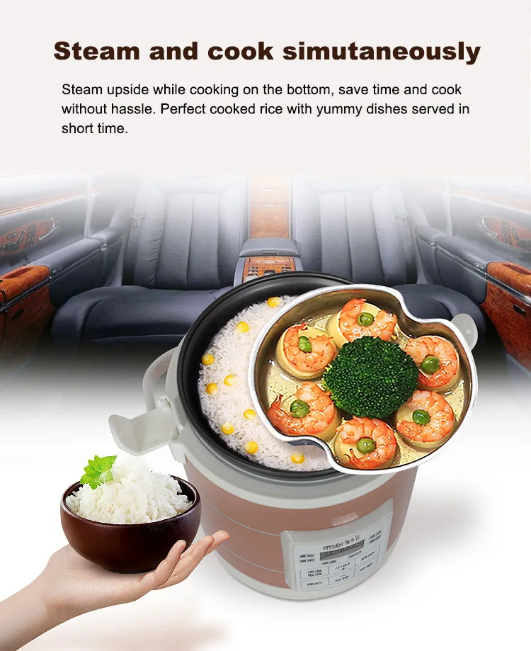 Mini Rice Cooker 12-24V 220V Multifunction Electric Steamer home Appliance Portable for Camping RV Camper Gold Russian Menu 4