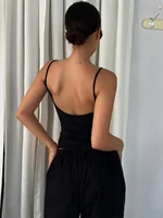 Women Backless Cami Crop Top Summer Solid Color Casual Sleeveless Top Streetwear Y2K Clothes - Image 4
