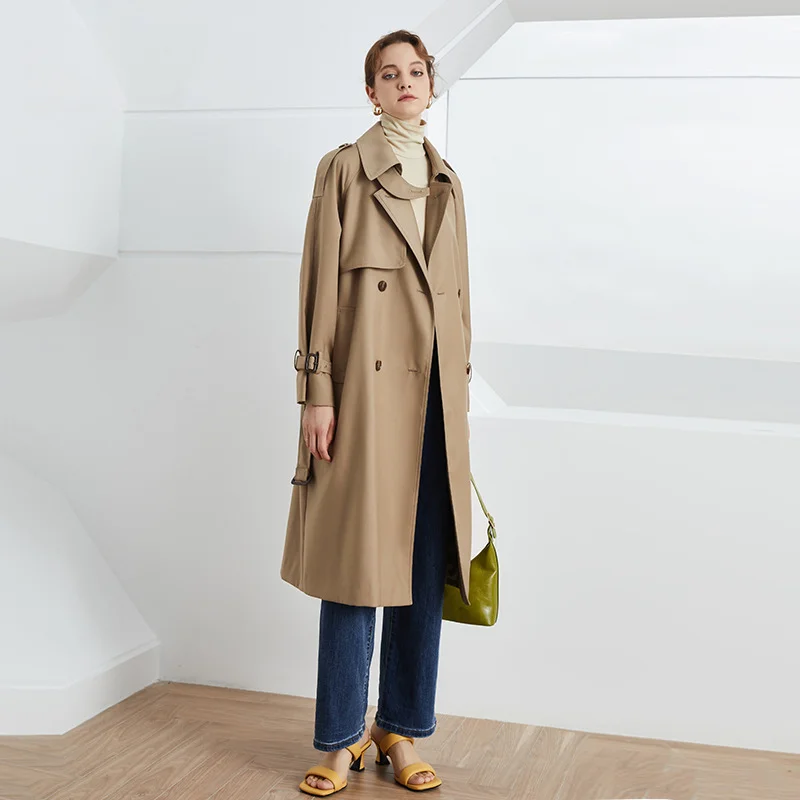 

Loose Lengthened Section Trench Coat for Female, New British Double-Breasted Coat, Drape Sense Fashion, Autumn and Winter, 2023