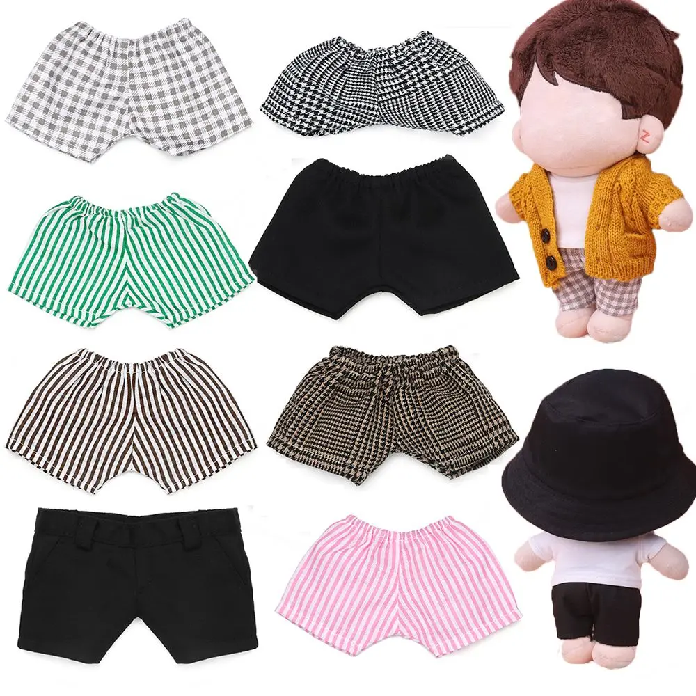 

20CM Doll Pants Idol Dolls Clothes Stripes Lattice Solid Color Shorts Denim Jeans Change Dressing Game Accessories Toy Gift