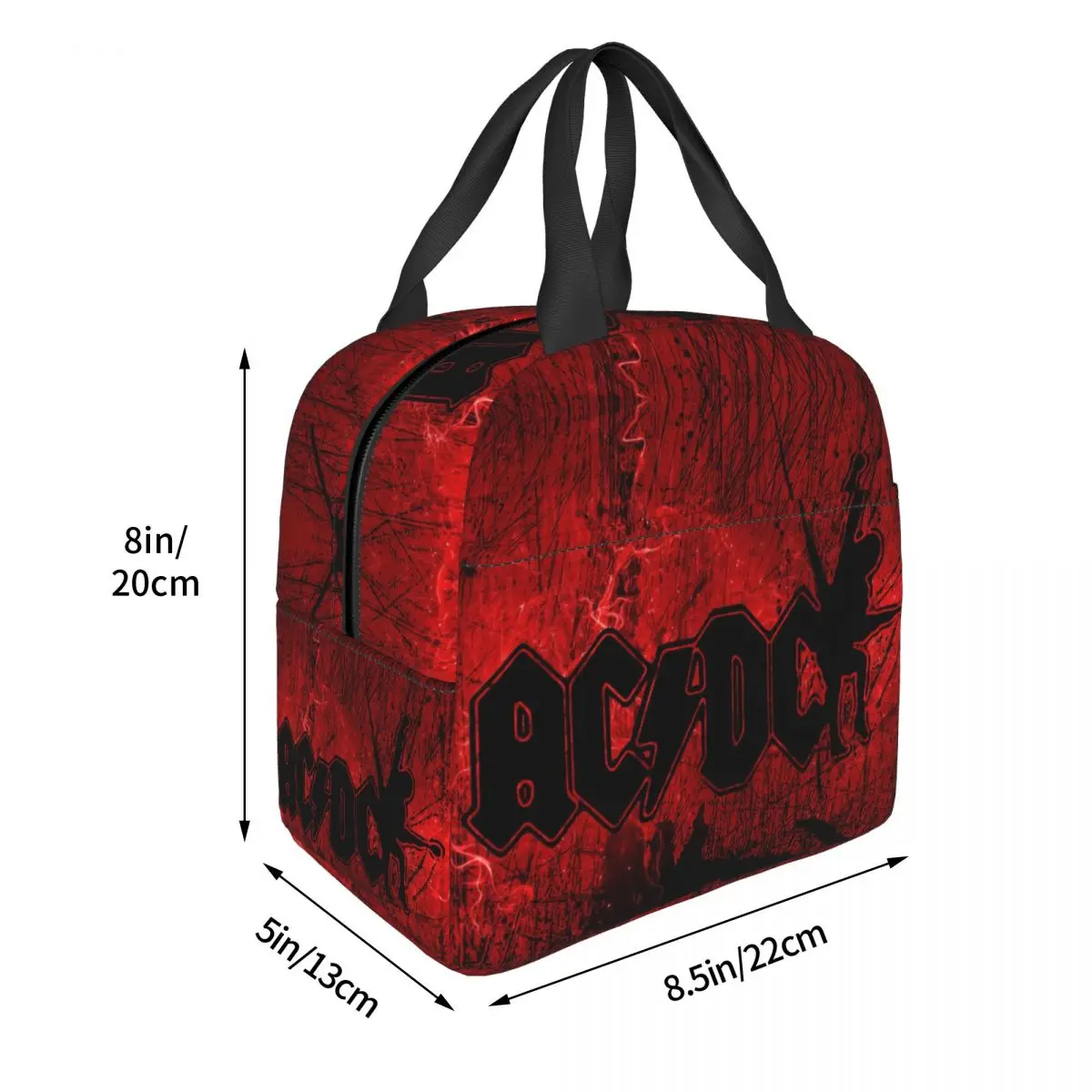 AC DC Concert Insulated Lunch Bags High Capacity Heavy Metal Band Meal Container Cooler Bag Tote Lunch Box Travel Men Women