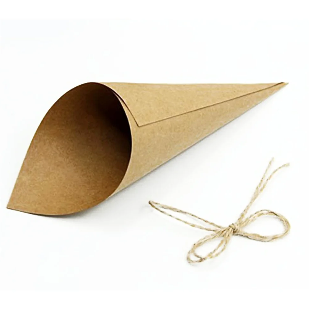 50pcs Wedding Kraft Paper Cones White Hollow Butterfly Wedding DIY