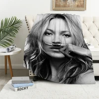 Thick Blanket Fluffy Vintage Sexy Supermodel Kate Moss Microfiber Bedding King Lid Bed Blankets for Decorative Sofa Knee Fleece 1