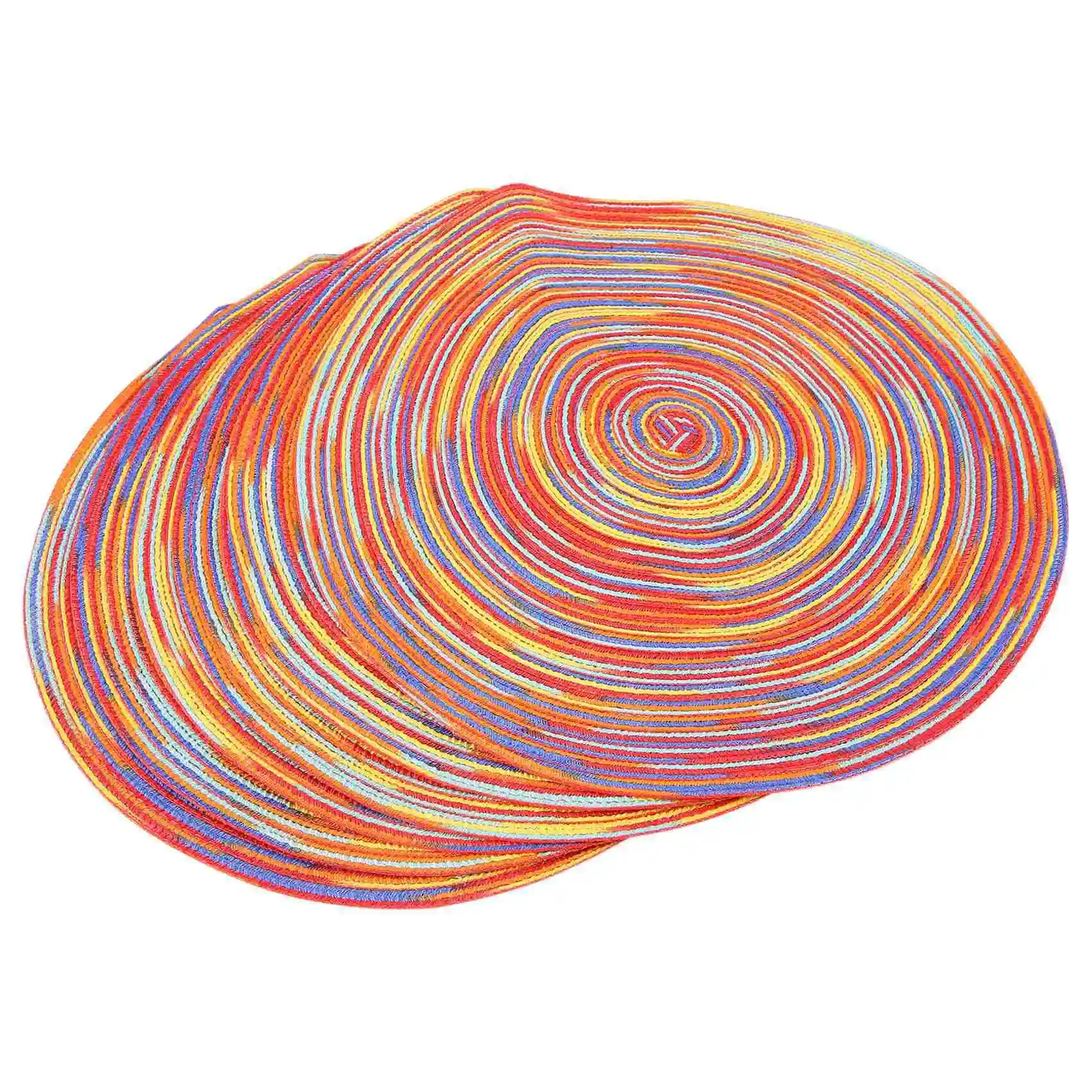 

Braided Colorful Round Place Mats for Kitchen Dining Table Runner Heat Insulation Non-Slip Washable Fall Placemats Set of 6