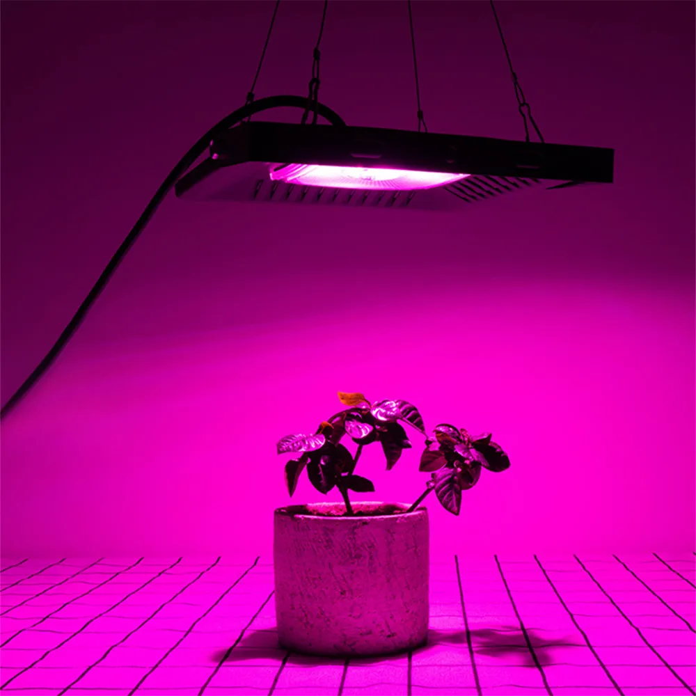 300W LED COB Plant Grow Light Ultra-thin Full Spectrum Plant Light 300-830nm Waterproof 180° Rotate Dual-use Indoor and Outdoor Flood Light Pendant Light 