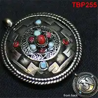 Tibetan Mandala Amulet Pendant Double Sides OM Mantras Pendants TBP255 1