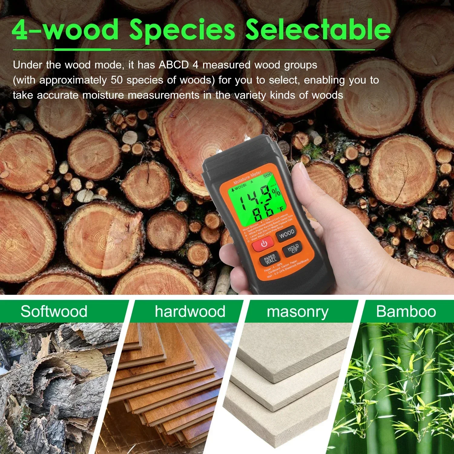 Digital Wood Moisture Meter Paper Wall Humidity Tester Accurate Needle Type Water Leakage Detector and Mold Tester wood moisture meter