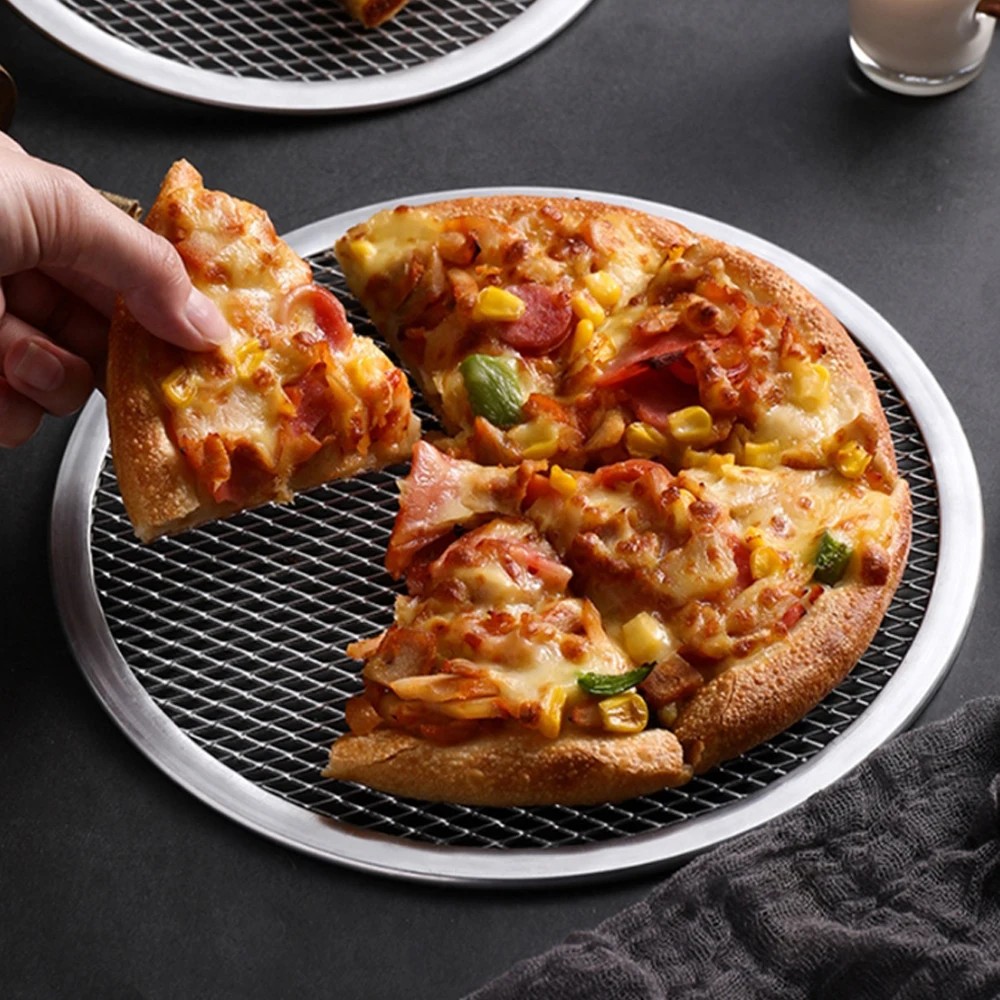 2PCS 6//7/8/9/11/15 inch Reuse Non-Stick Aluminum Mesh Pizza Screen Pasta Baking Tray Metal Net Bakeware Kitchen Baking Tools