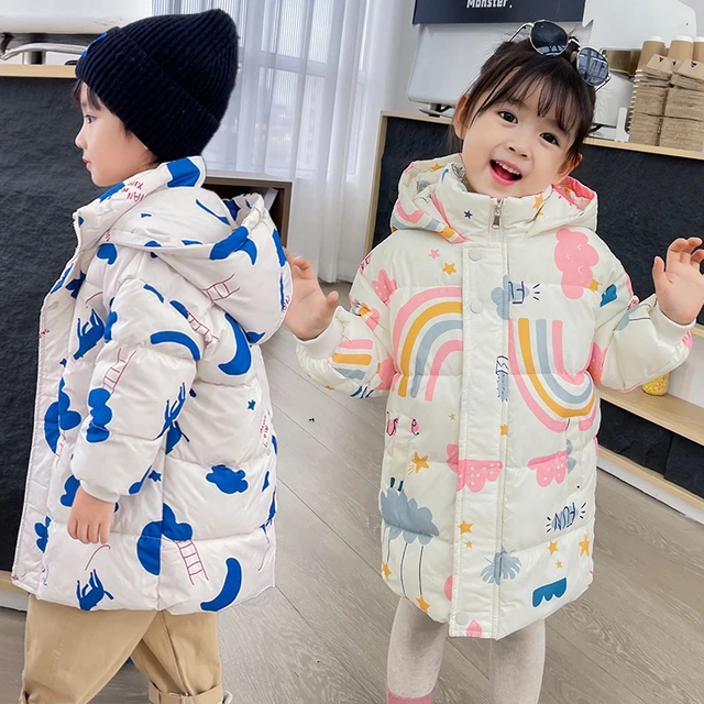 Comprar Chaquetas cálidas de invierno para niños, ropa para niños, chaquetas  cálidas, abrigos largos con capucha, Parka gruesa impermeable para niños