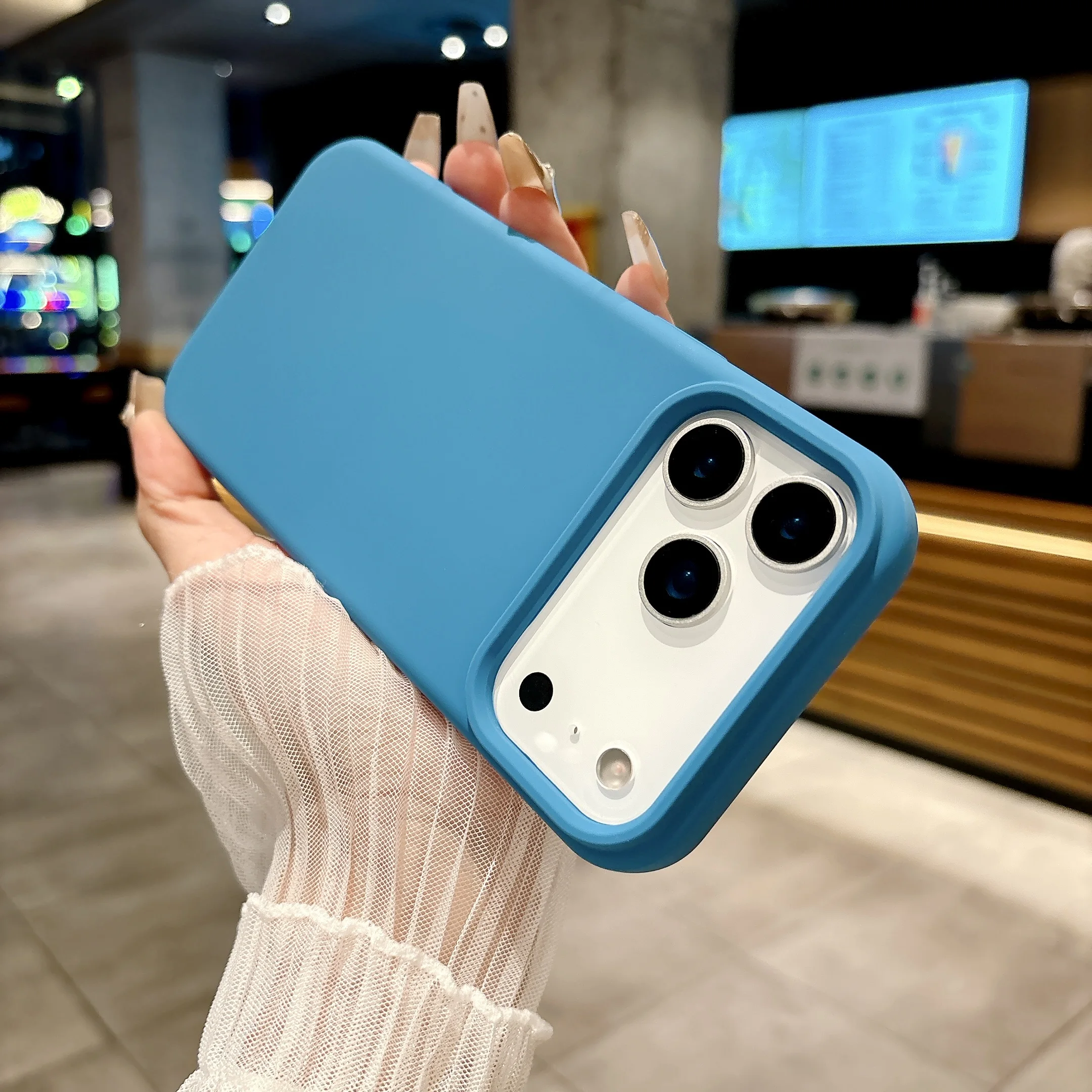 Shockproof Matte Soft Silicone Case with Button Protection - Solid Color