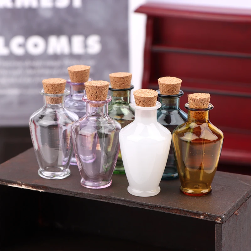

1:6/1:12 Dollhouse Miniature Glass Vase Flower Storage Jar Wine Bottle Wishing Bottle W/Corked Decor Toy Doll House Accessories