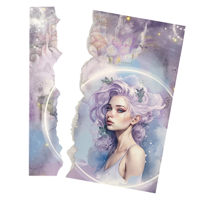 라이스 페이퍼 오리지널 디자인 WuleeGifts Ice Crystal World 레트로 스크랩북 장식 빈티지 정크 저널 S 24051401   8pcs 공예품