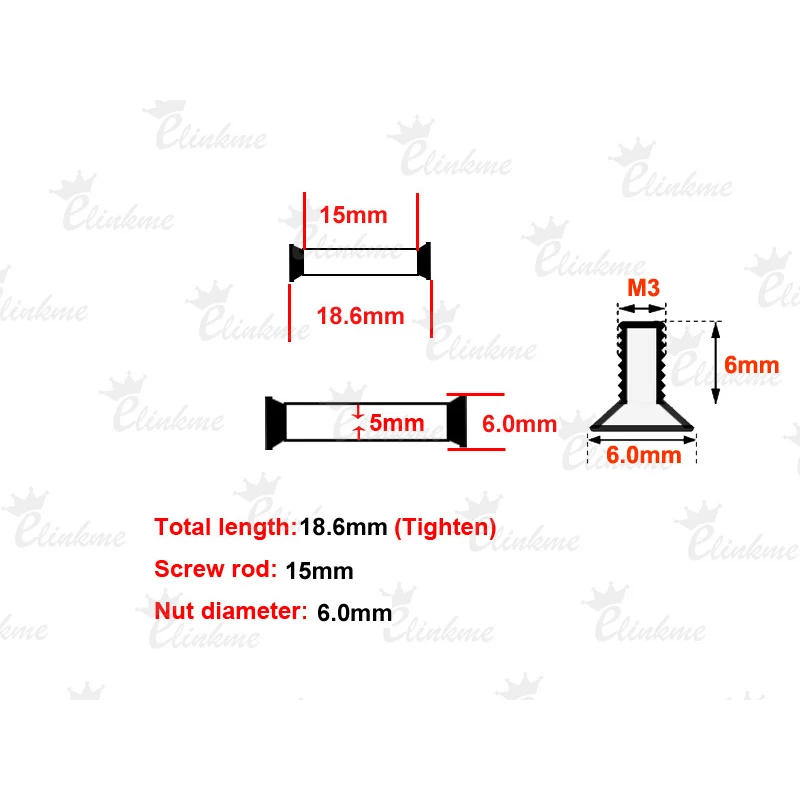 50pcs/bag,19MM stainless steel Knife Handle hex Screws Suitable for 5mm hole blackHandicraft accessories