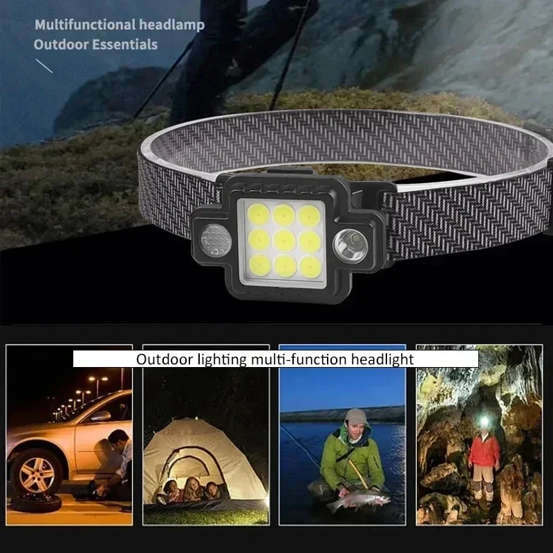 Head Flashlight Cob Headlamp Work Light Multifunctional COB+XPG Headlight Type-C Rechargeable Strong Light Head Torch Magnetic Work Lamp For Outdoor Camping Fishing