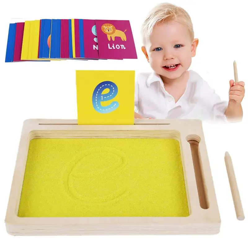 

Sand Tracing Tray Wooden Sand Scraping Box For Writing Letters And Numbers Includes Alphabet Flashcards For Letter Formation