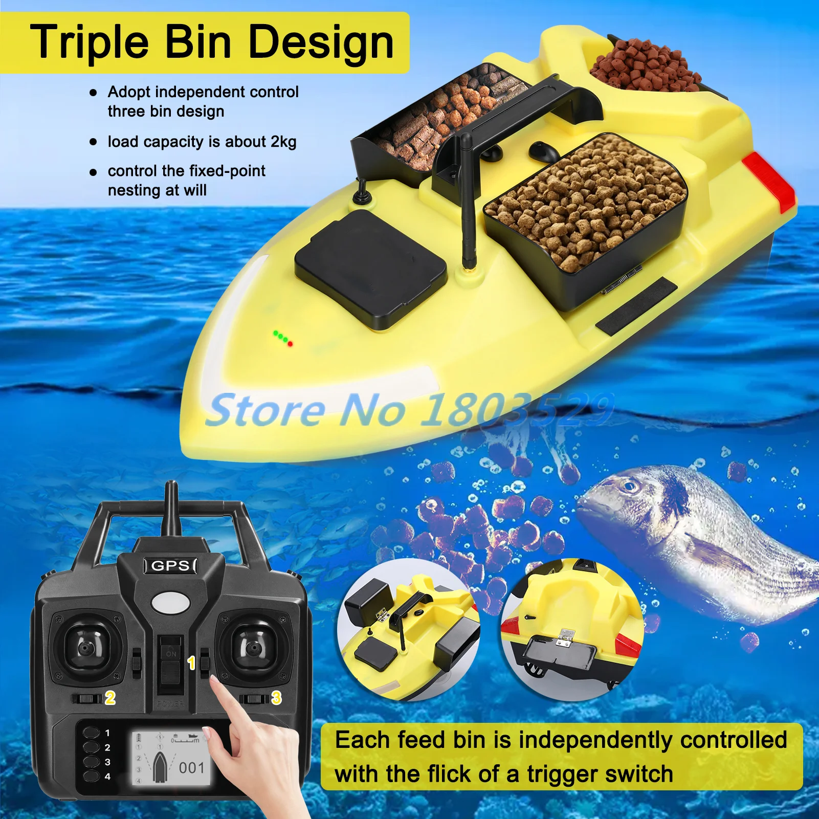 40GPS Fixed Speed Cruise Professional Remote Control Bait Boat 500M GPS Auto Return 3 Hopper Waterproof RC Sonar Fishing Boat remote control boat