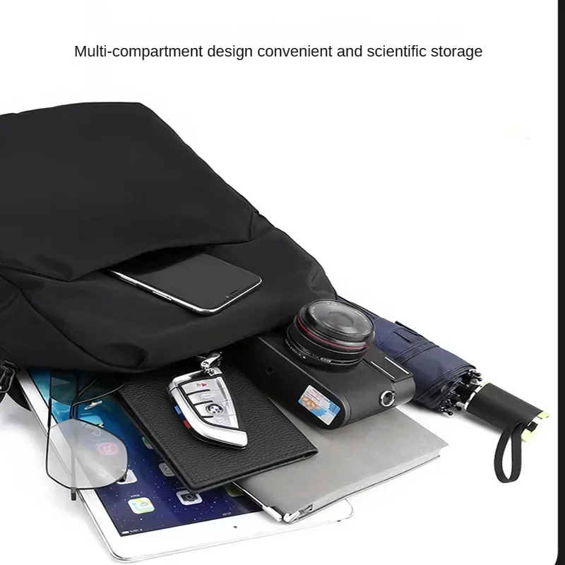 Waterproof Wear-resistant Nylon Breathable School Backpack Layered Storage Lightweight for Outdoor Activities Fitness 3