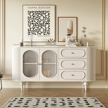 ตู้ข้างเตียงไม้เนื้อแข็ง เฟอร์นิเจอร์บ้าน ตู้เก็บของสไตล์หรูหราเบาๆ สไตล์เรโทร ตู้เก็บของห้องนั่งเล่น 1