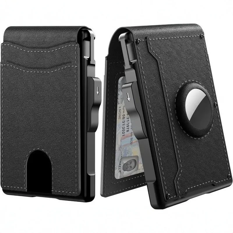 Men's Large Capacity Slim Wallet - Carbon Fiber Flip Design with Multiple Card Slots