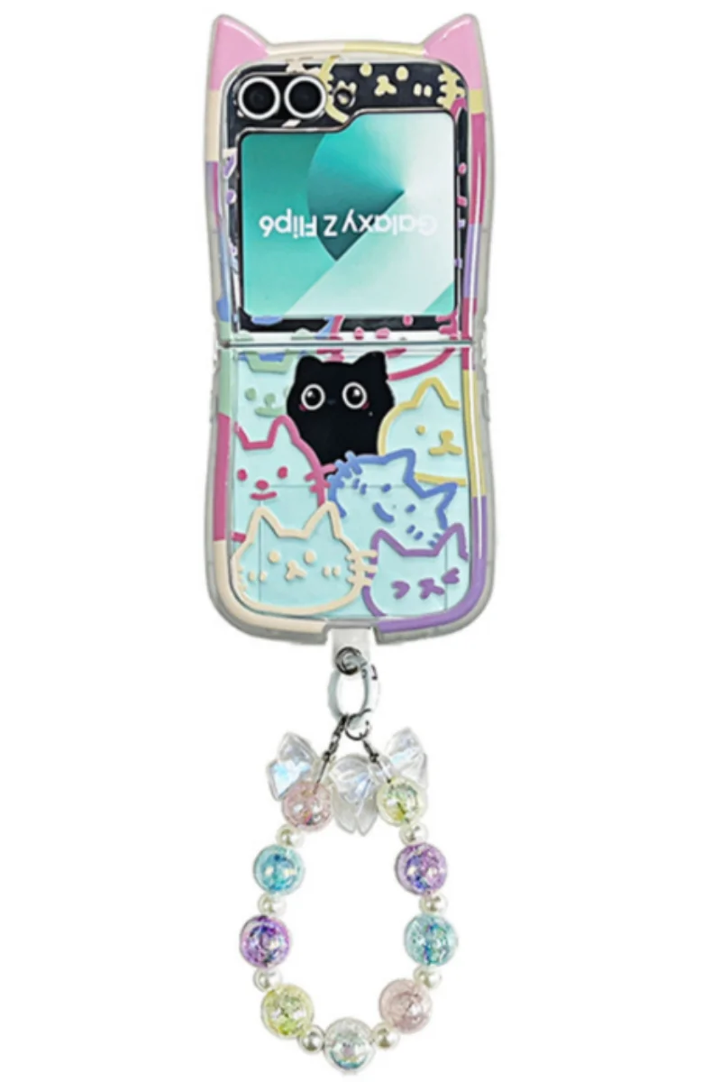Korean Cute Cat Ear Edge Painting Shockproof Kitty Case